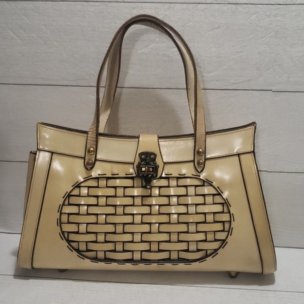Coronado 70' vintage woven leather détails  handbag